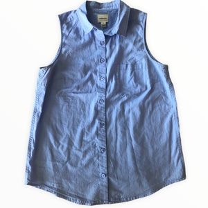 GH Bass Blue Sleeveless Button Down Shirt Size S